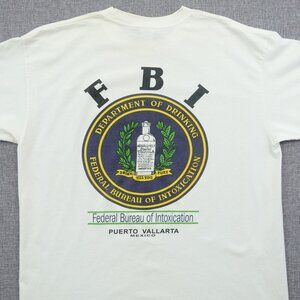 Vintage FBI Puerto Vallarta Mexico Federal Bureau of Intoxication Parody Tee XL